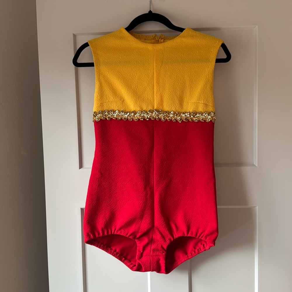 1970s Vintage Majorette Costume Bodysuit Small